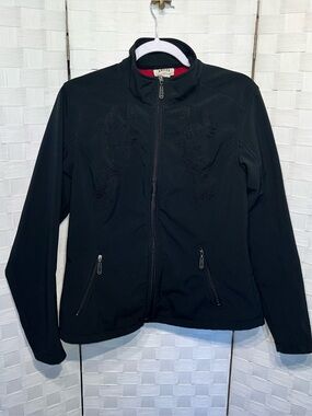 Ariat Women’s Soft Shell Embroidered Jacket Size Large Black Embroidery Full Zip
